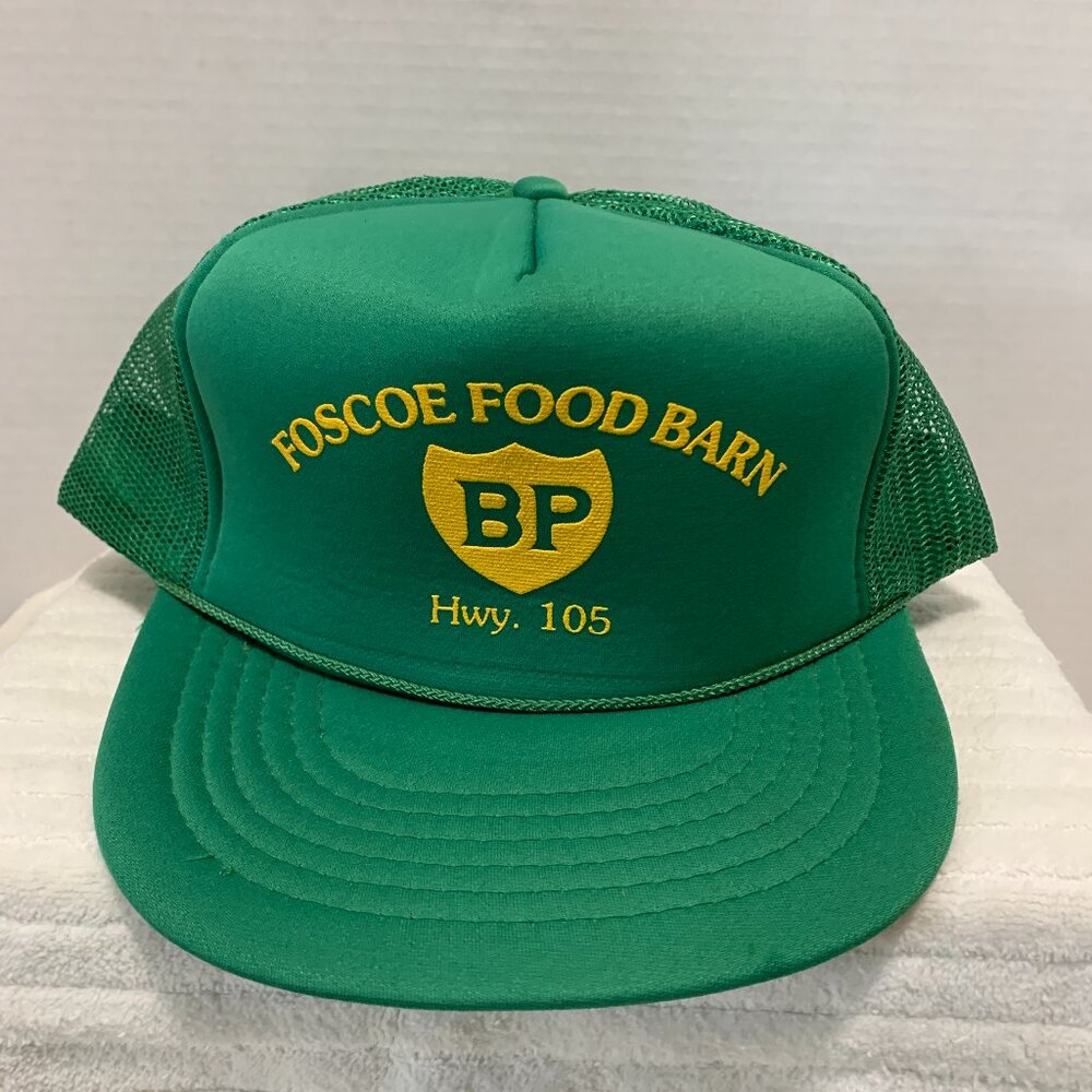 Vintage BP Mesh Snap Back Truckers Hat Foscoe Food Barn Hwy 105 Foscoe NC
